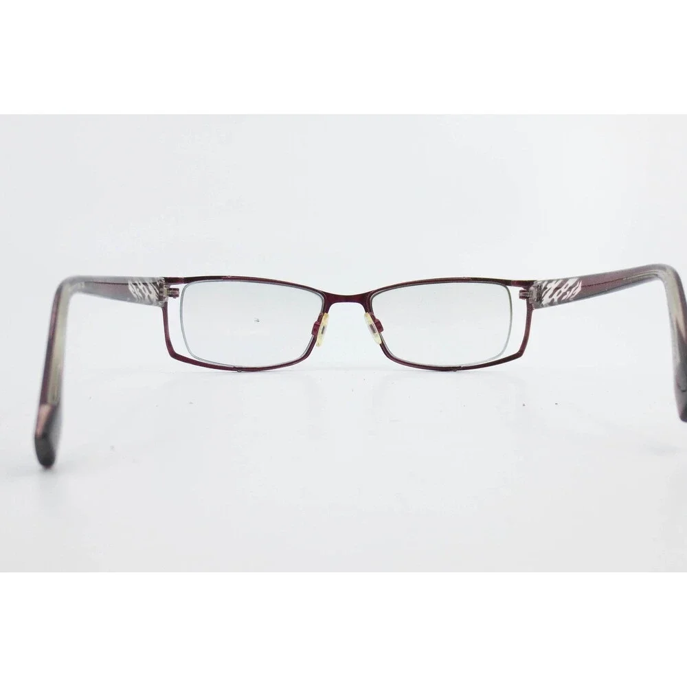 EasyClip EC 289 Burgundy Rectangular Eyeglass Frames 52-17-135 Patterned Temples